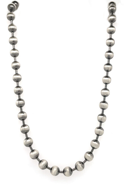 SILVER 4MM OXIDIZED BEAD CHAIN 16