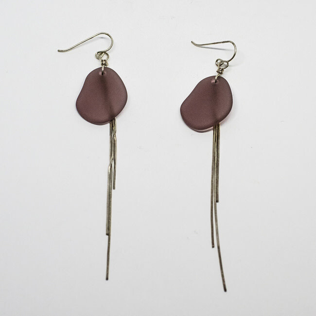 SILVER SEA GLASS LAVENDER EARRINGS SILVER SEA GLASS LAVENDER EARRINGS