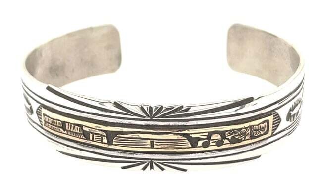 SILVER/12K GOLD BRACELET NAVAJO - HARRISON TSOSIE