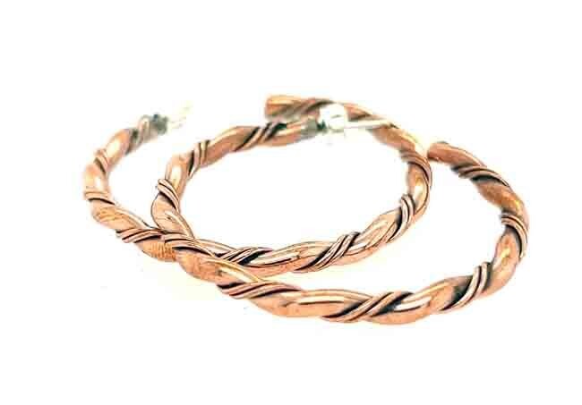 COPPER DOUBLE TWIST HOOP EARRINGS