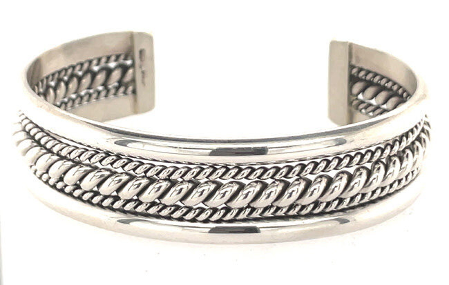 SILVER CUFF BRACELET NAVAJO - E. TAHE