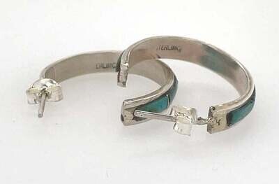 SILVER INLAY HOOP EARRINGS NAVAJO - DEB LIVINGSTON