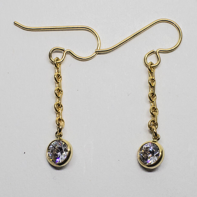 GOLD FILLED CHAIN CZ EARRINGS ASE025