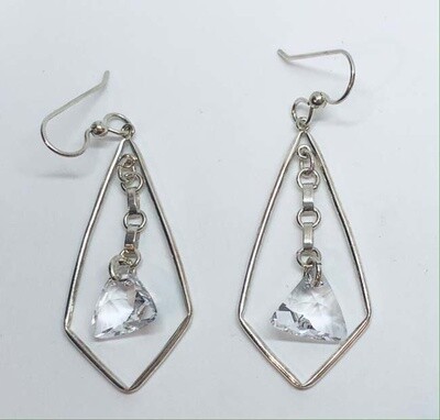 SILVER CZ CHAIN DANGLE EARRINGS