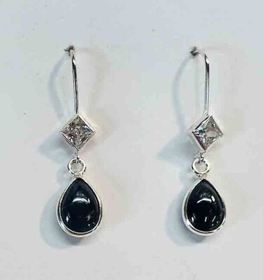 SILVER SAPPHIRE &amp; CZ EARRINGS