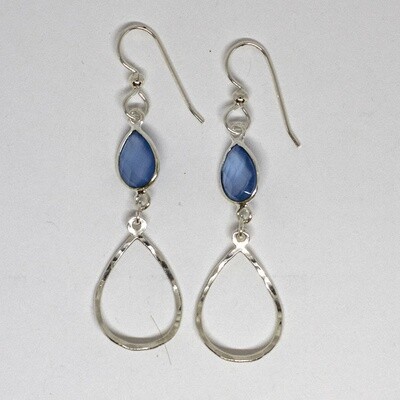 SILVER CHALCEDONY TEARDROP EARRINGS