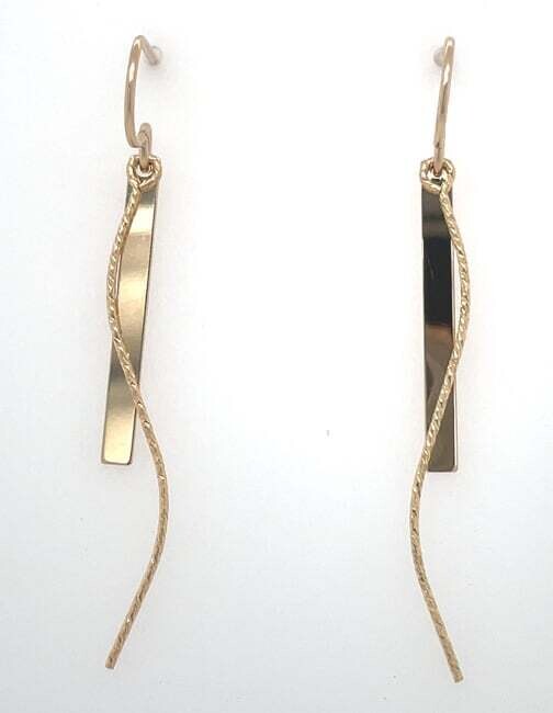 GOLD-FILLED  TEXTURE &amp; SMOOTH DANGLE EARRINGS