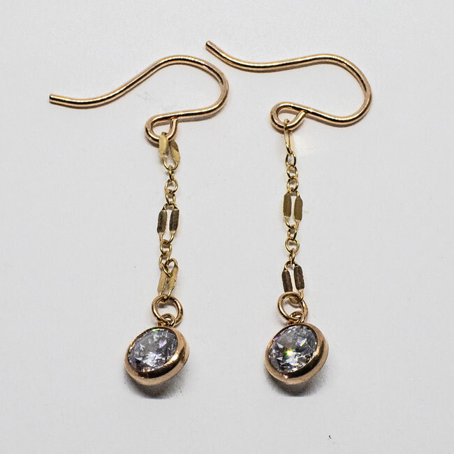 GOLD-FILLED CZ CHAIN LINK EARRINGS