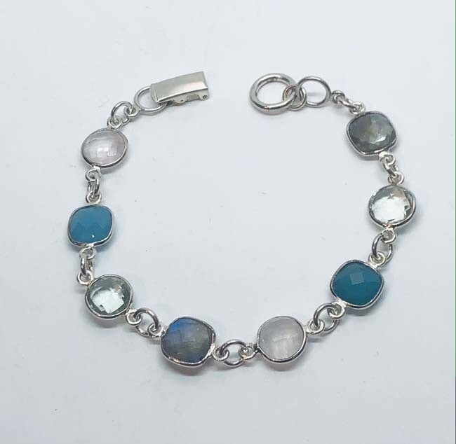 SILVER MIXED MULTI-STONES BRACELET ASB21