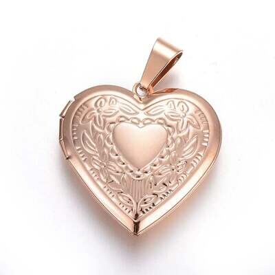 ROSE STAINLESS HEART PENDANT FJP23