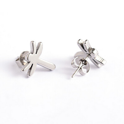STAINLESS DRAGONFLY STUD EARRINGS FJE3A