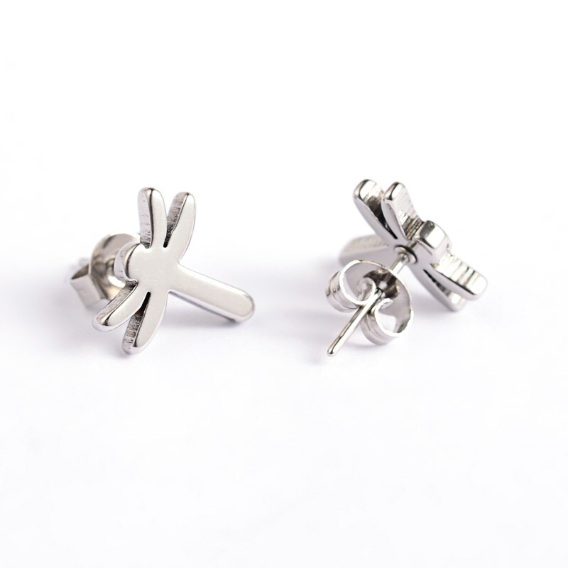 STAINLESS DRAGONFLY STUD EARRINGS FJE3A