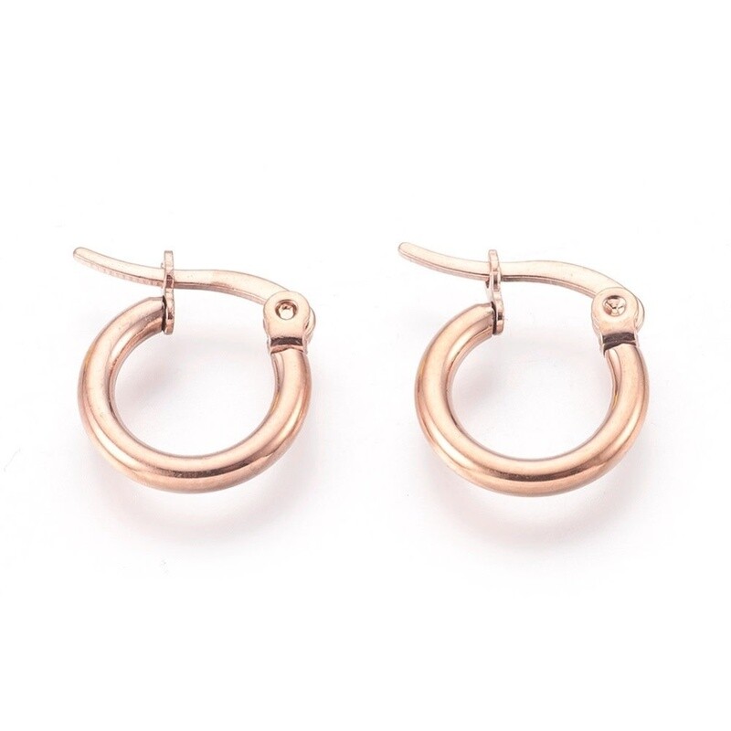 ROSE STAINLESS HOOP EARRINGS FJE134