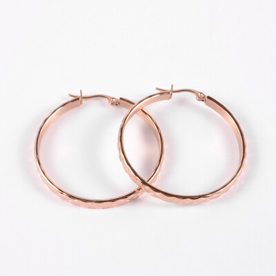 ROSE STAINLESS HOOP EARRINGS FJE1G