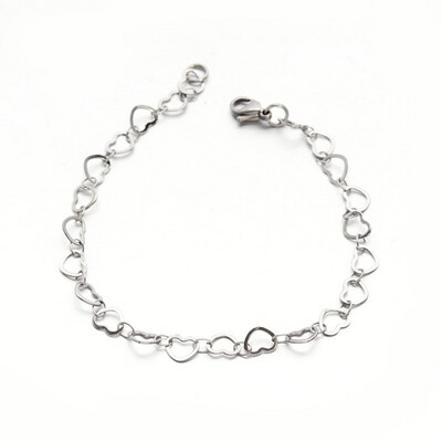 STAINLESS HEART LINK BRACELET FJBDR
