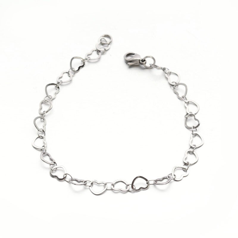 STAINLESS HEART LINK BRACELET FJBDR