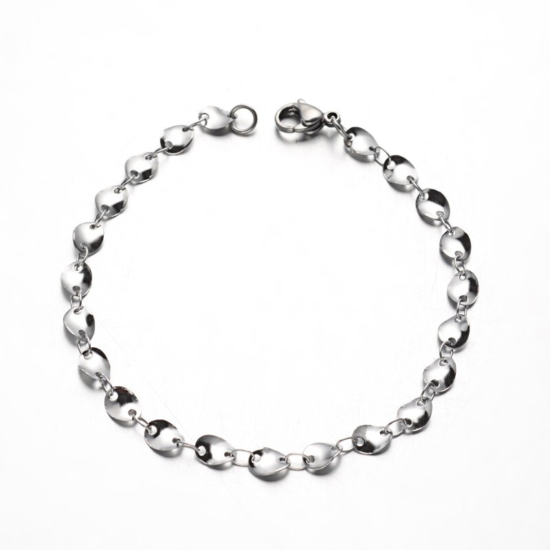 STAINLESS OVAL CURVE LINK BRACELET FJB36