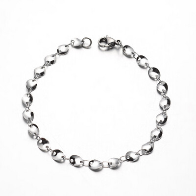 STAINLESS OVAL CURVE LINK BRACELET FJB36
