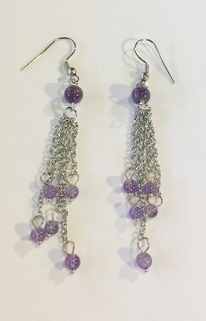STAINLESS AMETHYST EARRINGS FJE123
