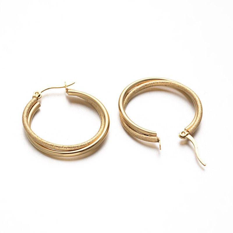 GOLD STAINLESS HOOP EARRINGS FJETR
