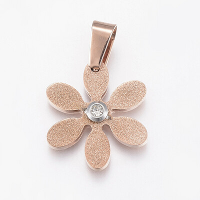 ROSE STAINLESS CZ FLOWER PENDANT FJPF