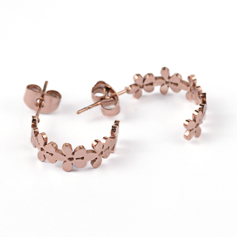 ROSE STAINLESS FLOWER HOOP EARRINGS FJEP2