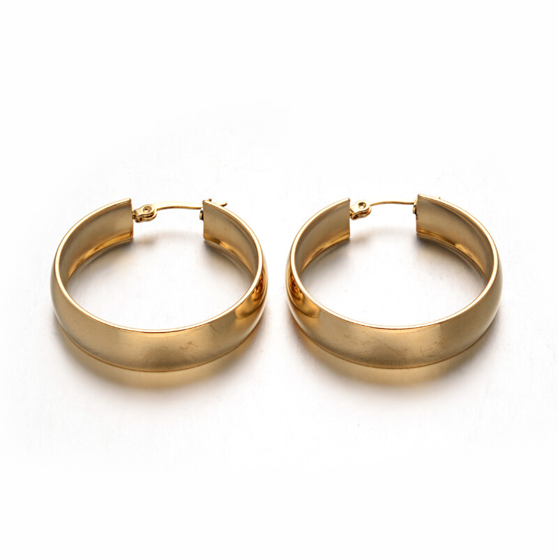 GOLD STAINLESS HOOP EARRING FJE97