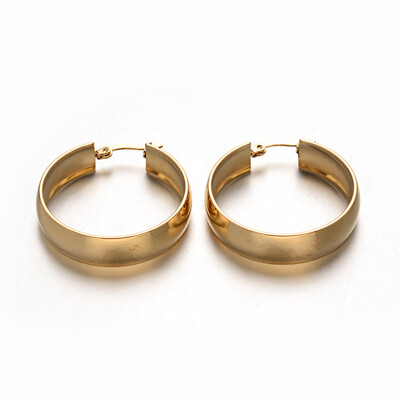 GOLD STAINLESS HOOP EARRING FJE97
