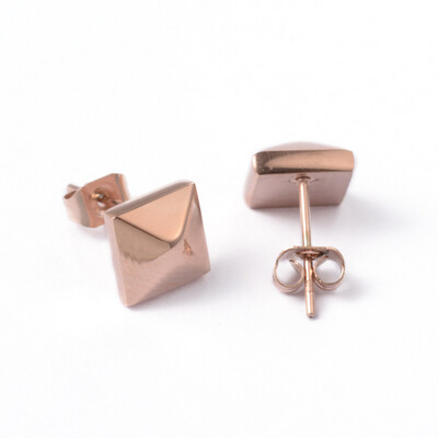 ROSE STAINLESS PYRMID STUD EARRINGS FJE1M