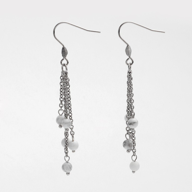 STAINLESS HOWLITE EARRINGS FJEHD
