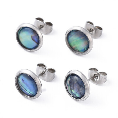 STAINLESS ABALONE STUD EARRINGS FJE7