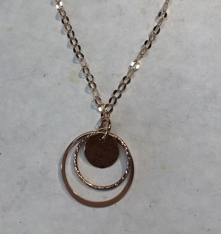 ROSE GOLD-FILLED TEXTURED CIRCLES NECKLACE