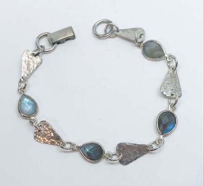 SILVER LABRADORITE TEARDROP BRACELET