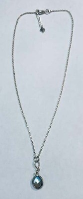 SILVER OVAL LABRADORITE  NECKLACE
