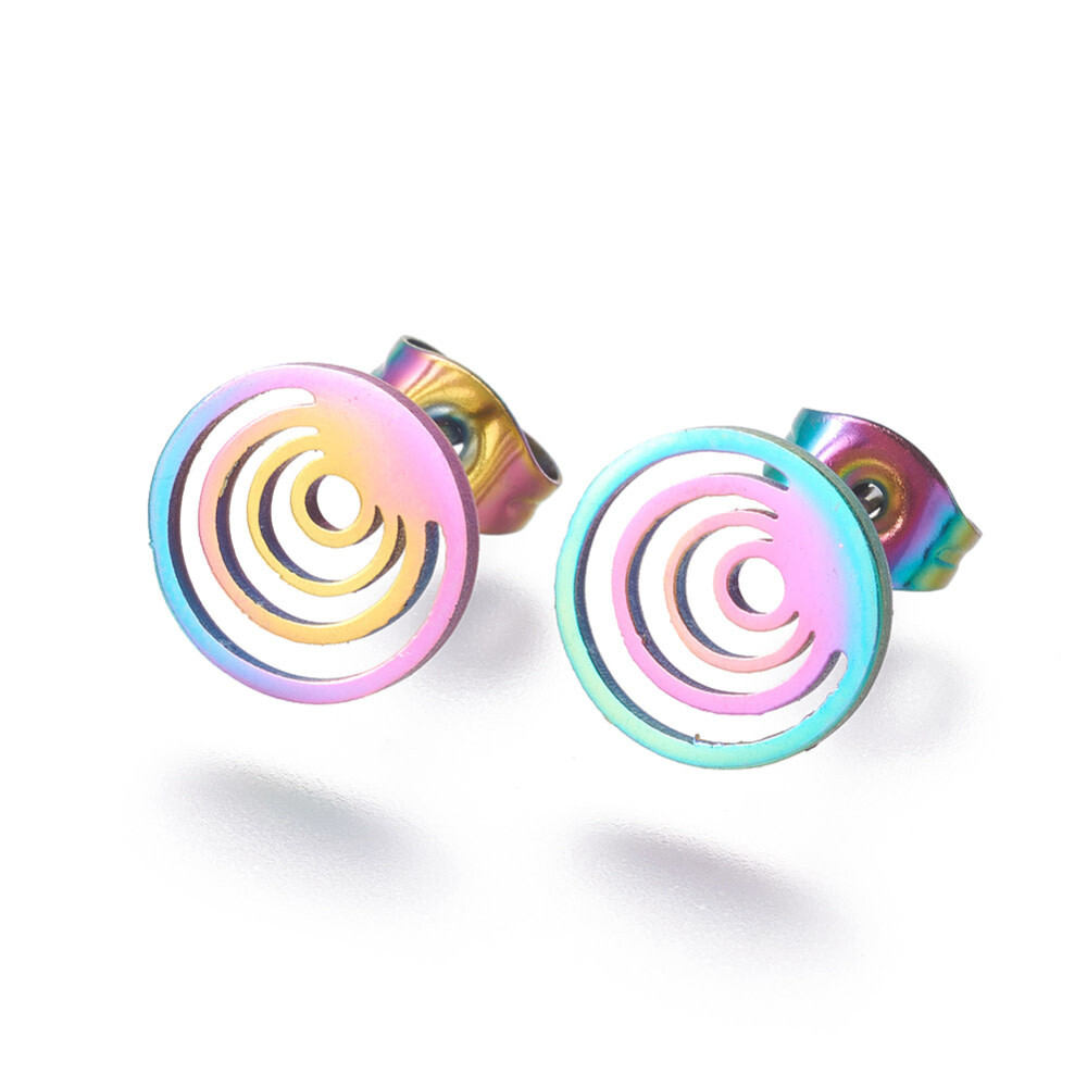 *STAINLESS RAINBOW PATINA EARRINGS FJE90