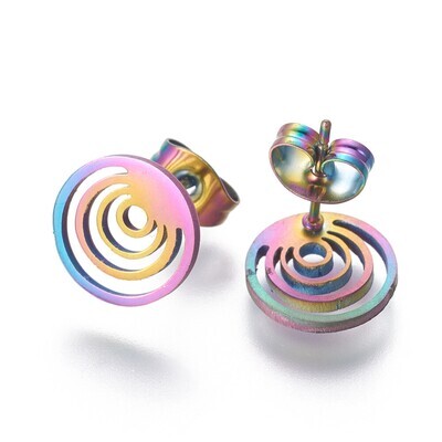 *STAINLESS RAINBOW PATINA EARRINGS FJE90