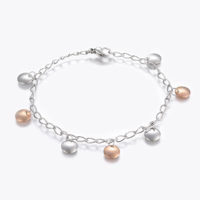 MIXED STAINLESS CIRCLE DANGLE BRACELET FJB3B