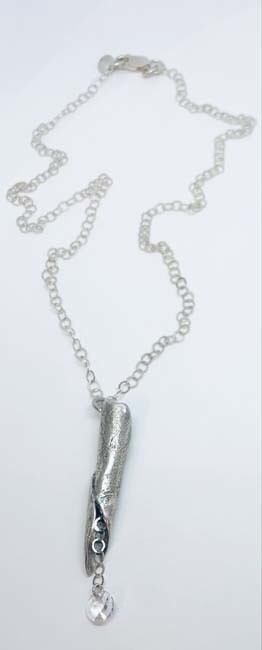 SILVER CAST POD &amp; CZ NECKLACE