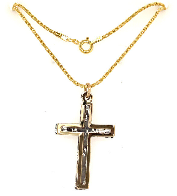 MIXED METALS CROSS NECKLACE