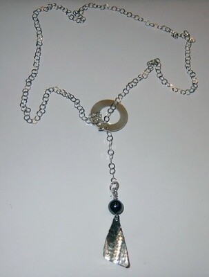 SILVER HEMATITE LARIAT ASL002