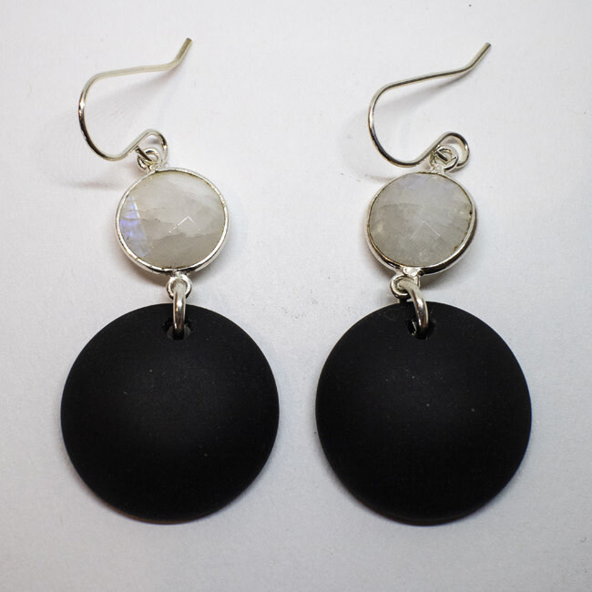 SILVER SEA GLASS  EARRINGS