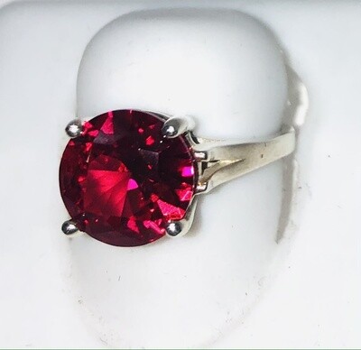 SILVER 10MM RUBY CZ RING KWH012-7