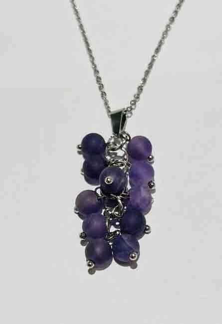 STAINLESS AMETHYST NECKLACE FJNS-18
