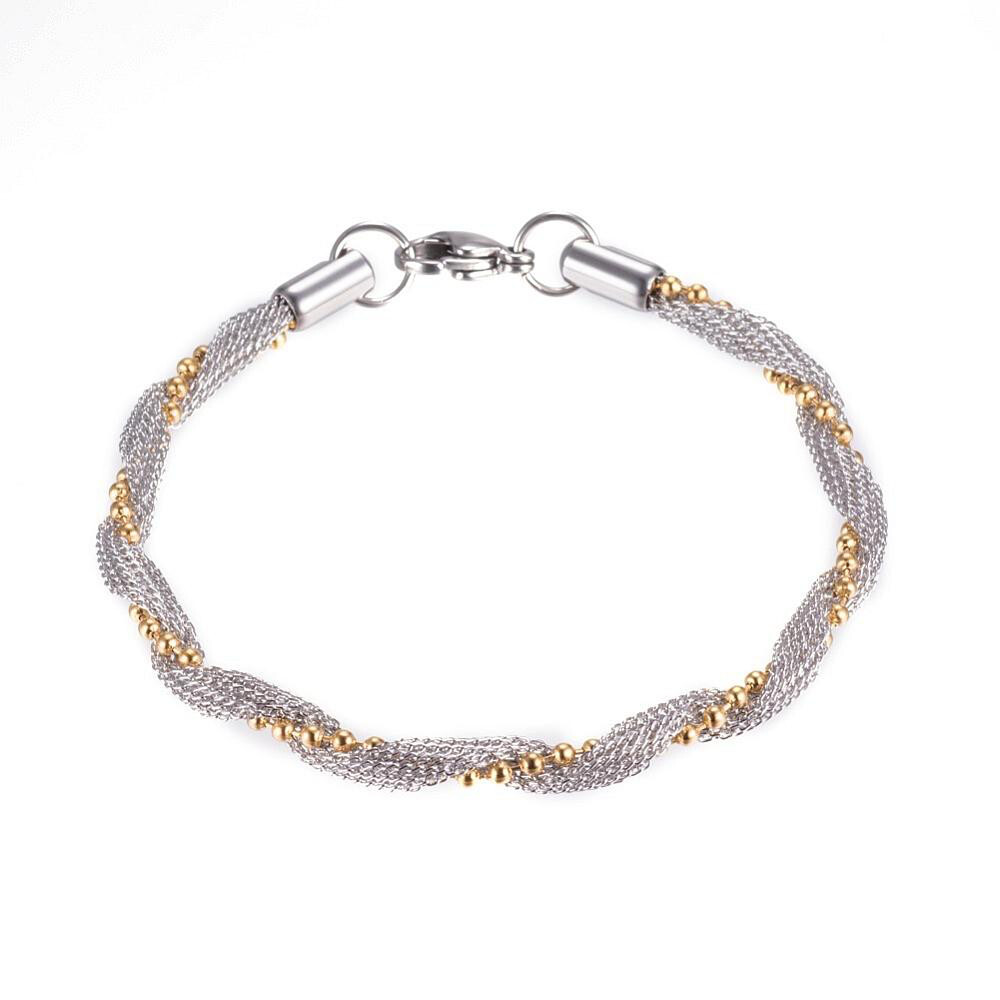MIXED STAINLESS MESH &amp; BEAD BRACELET FJBZK