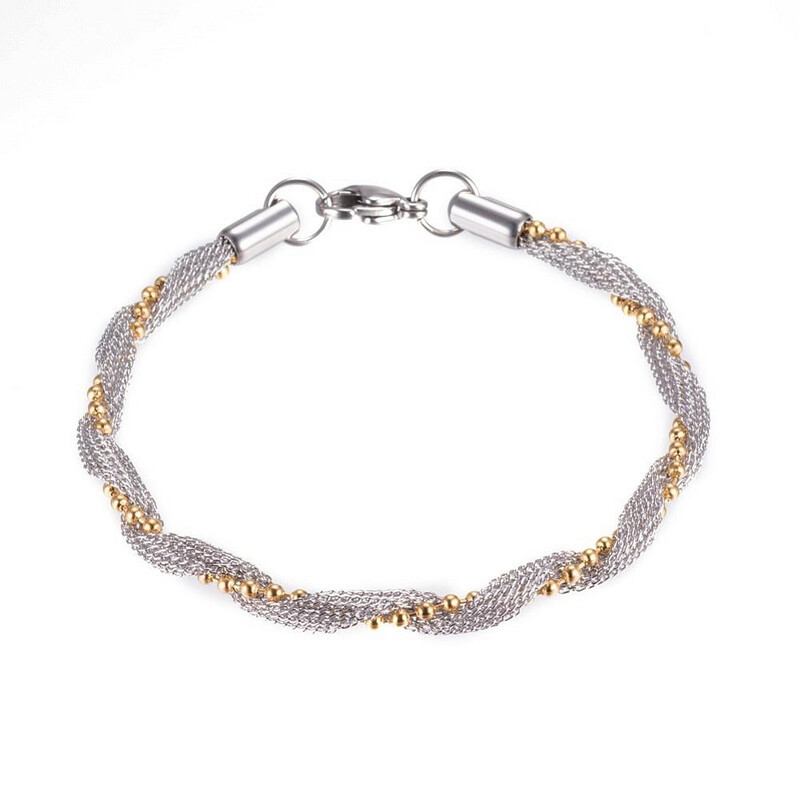 MIXED STAINLESS MESH &amp; BEAD BRACELET FJBZK