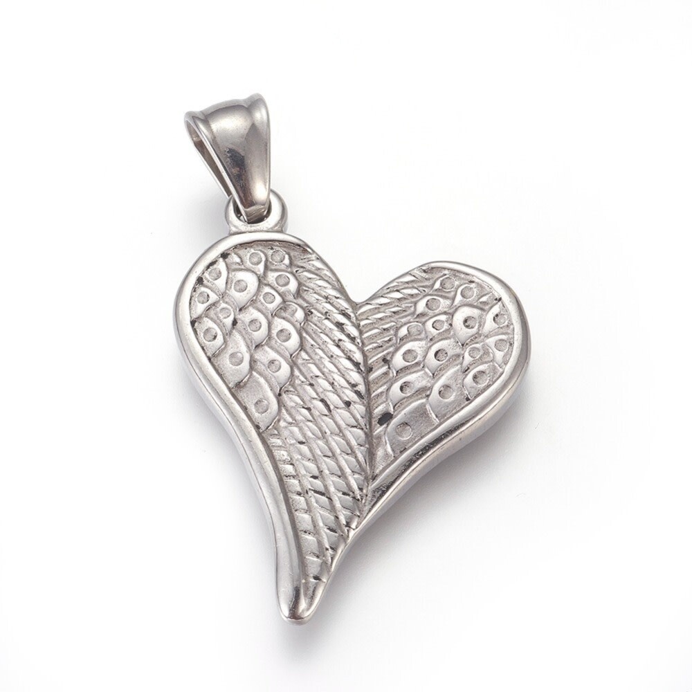 *STAINLESS HEART WING PENDANT FJP4