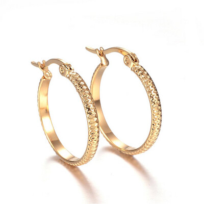 *GOLD STAINLESS HOOP EARRINGS FJE6E