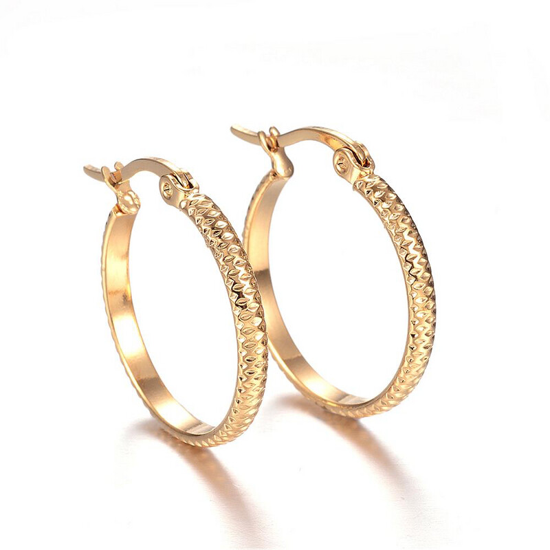 GOLD STAINLESS HOOP EARRINGS FJE6E