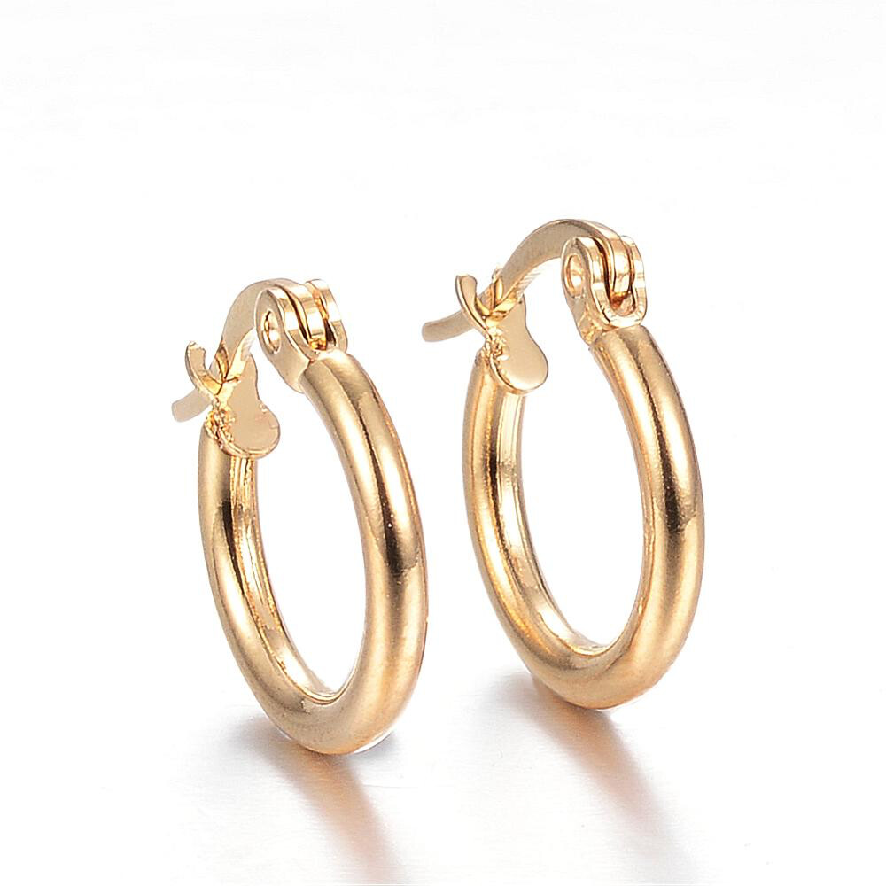 GOLD STAINLESS HOOP EARRINGS FJE6A