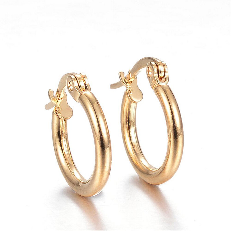 GOLD STAINLESS HOOP EARRINGS FJE6A